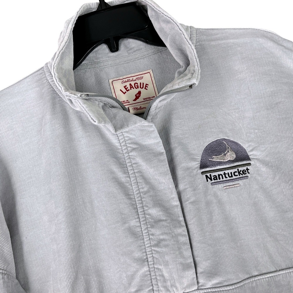 Nantucket Corduroy Quarter Zip Pullovers Gray M Womens League